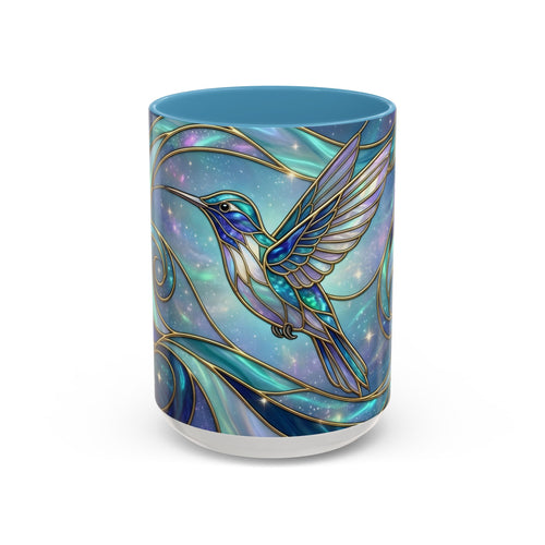 Blue Breeze Hummingbird Stained Glass Style Mug