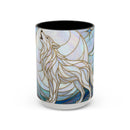 Pearl White Wolf Stained Glass Style Mug