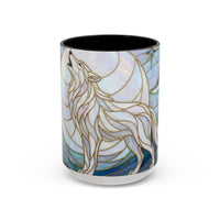 Pearl White Wolf Stained Glass Style Mug