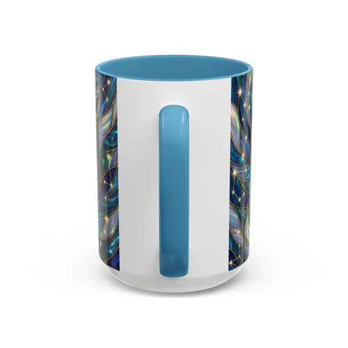 Celestial Blue Fox Stained Glass Style Mug