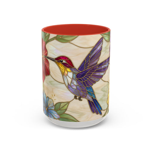 Garden Bloom Hummingbird Stained Glass Style Mug