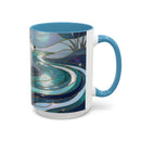 River Moon Wolf Stained Glass Style Mug