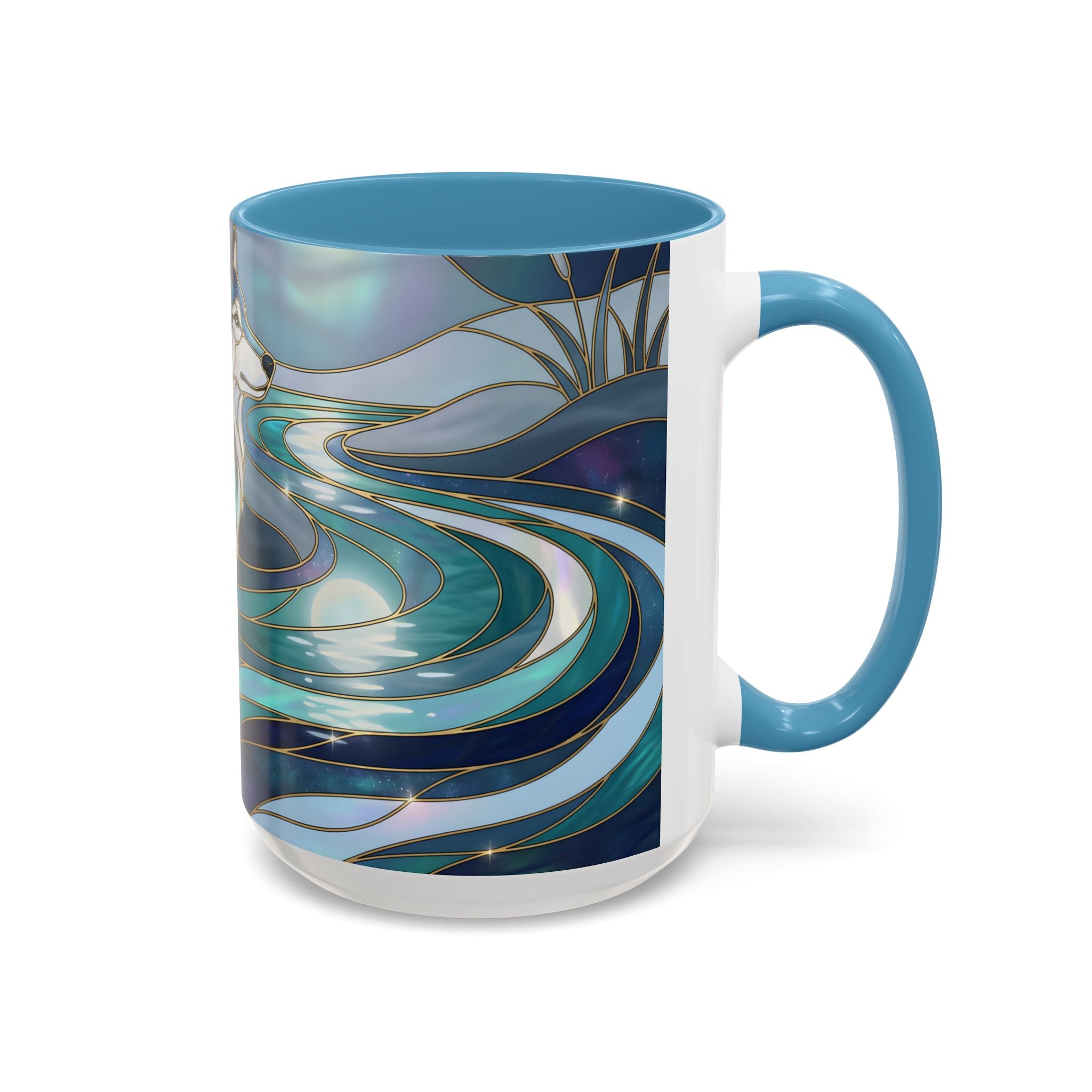 River Moon Wolf Stained Glass Style Mug