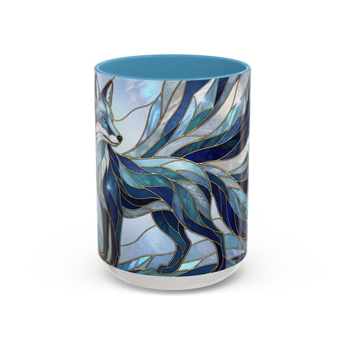 Icy Blue Fox Stained Glass Style Mug
