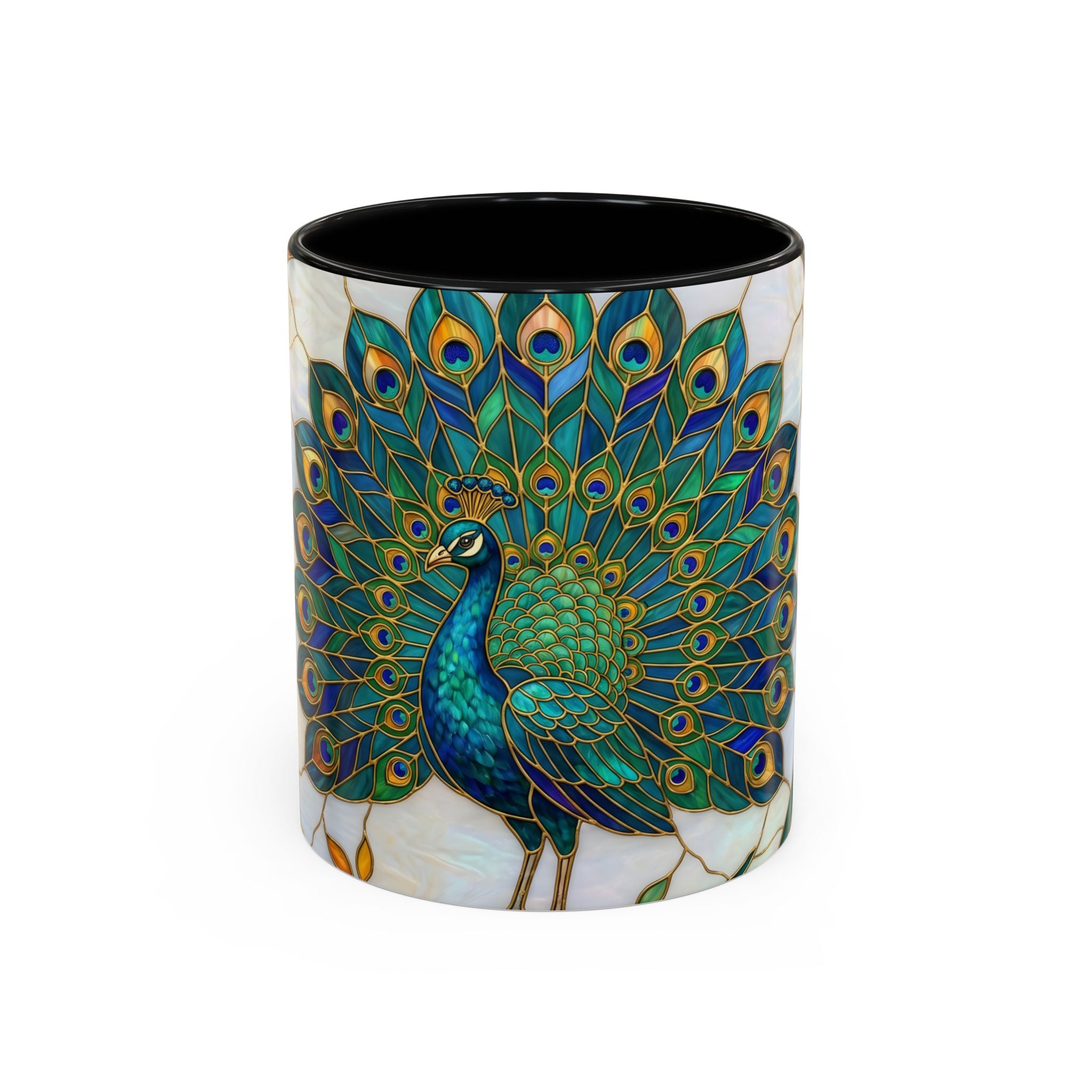 Elegant Peacock Stained Glass Style Mug
