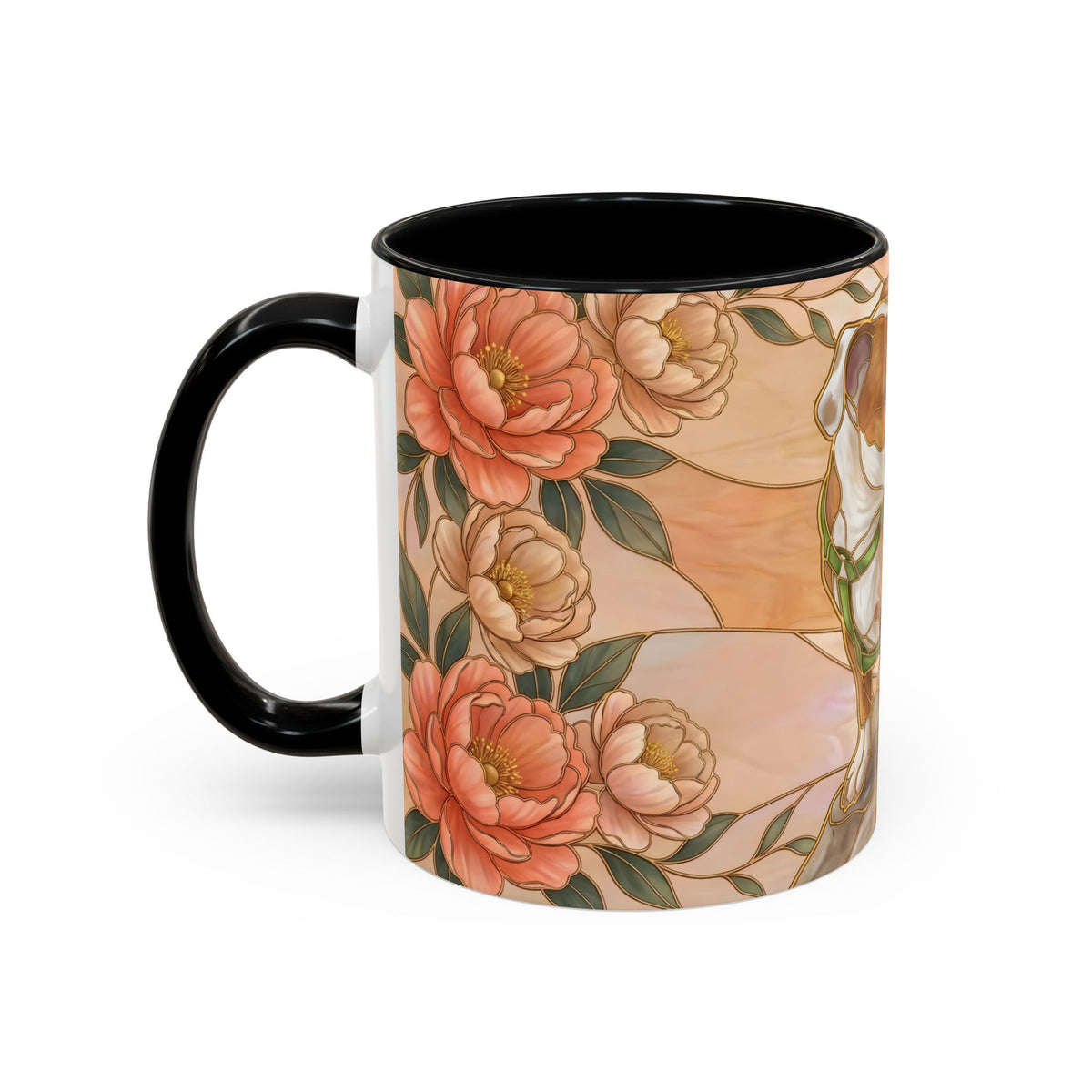 Custom Pet Photo Floral Stained Glass Style Mug