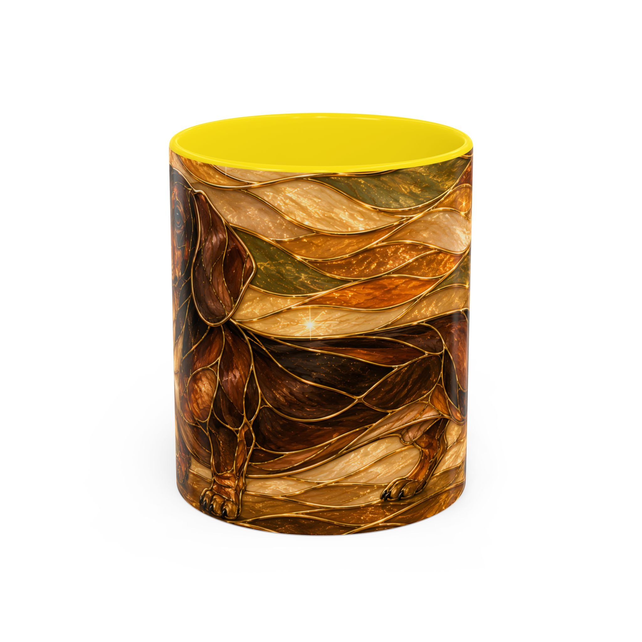 Golden Dachshund Stained Glass Style Mug