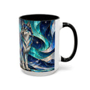 Northern Glow Wolf Stained Glass Style Mug