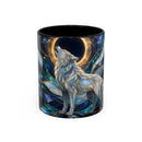 Moonlit Howl Wolf Stained Glass Style Mug