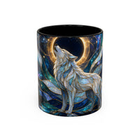 Moonlit Howl Wolf Stained Glass Style Mug