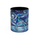 Moonlit Lake Wolf Stained Glass Style Mug