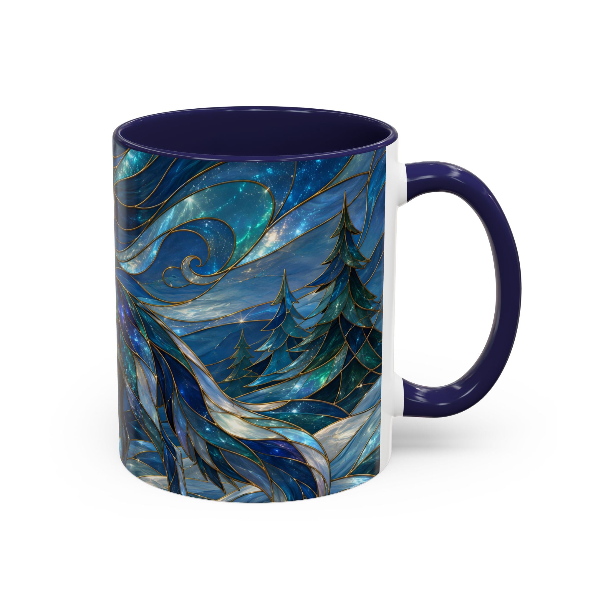 Blue Wolf Stained Glass Style Mug