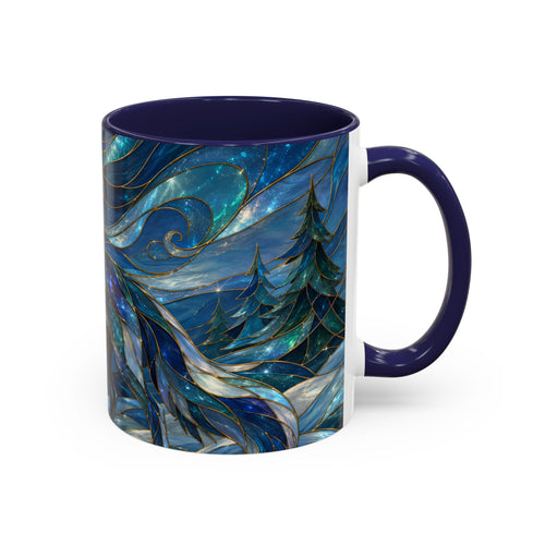 Blue Wolf Stained Glass Style Mug