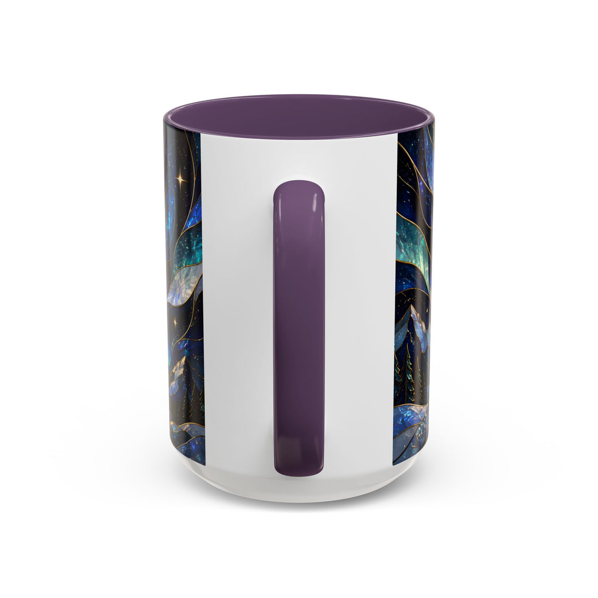 Aurora Mountain Wolf Stained Glass Style Mug