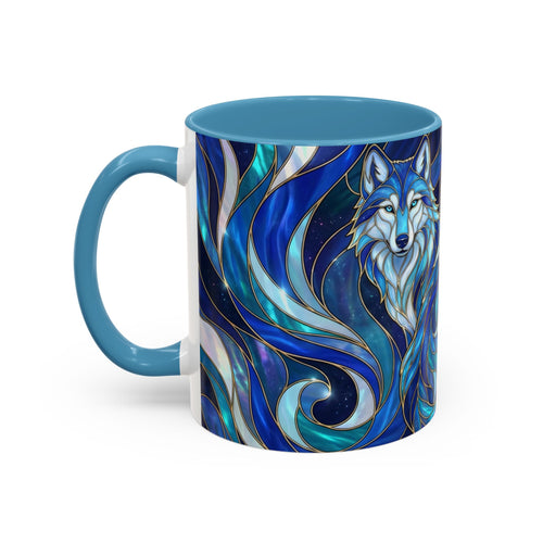 Cobalt Wolf Duo Stained Glass Style Mug