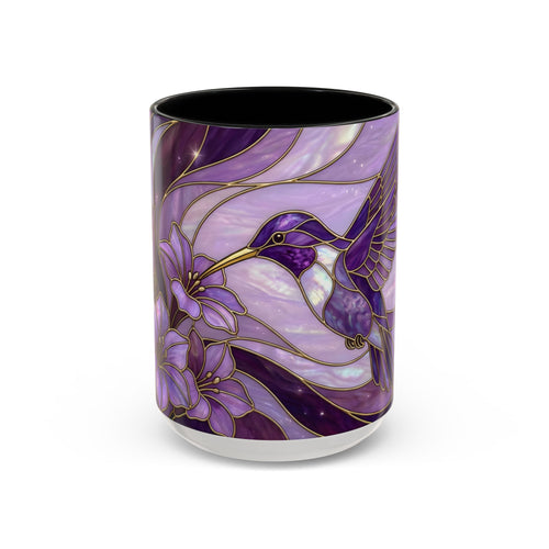 Purple Bloom Hummingbird Stained Glass Style Mug