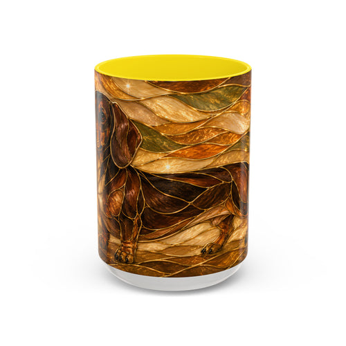 Golden Dachshund Stained Glass Style Mug