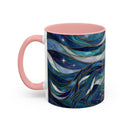 Celestial Blue Wolf Stained Glass Style Mug