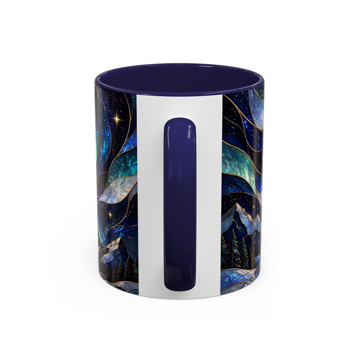 Aurora Mountain Wolf Stained Glass Style Mug