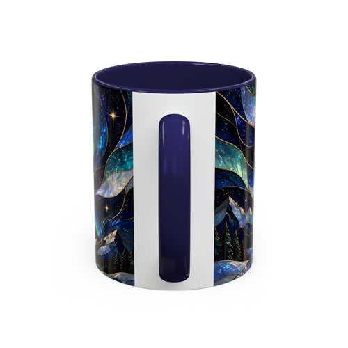 Aurora Mountain Wolf Stained Glass Style Mug