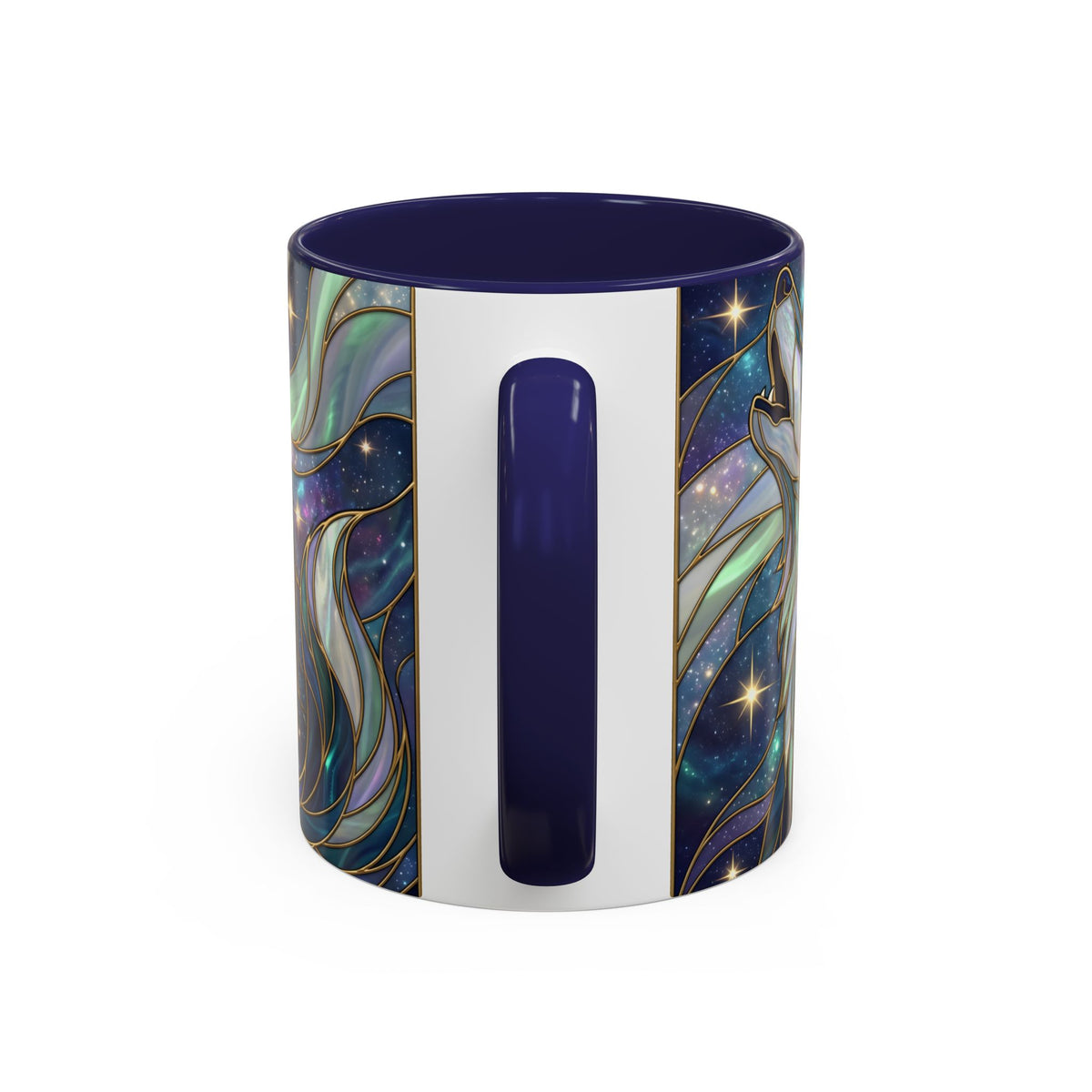 Starlight Wolf Stained Glass Style Mug