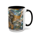 Blue Glow Yorkshire Terrier Stained Glass Style Mug