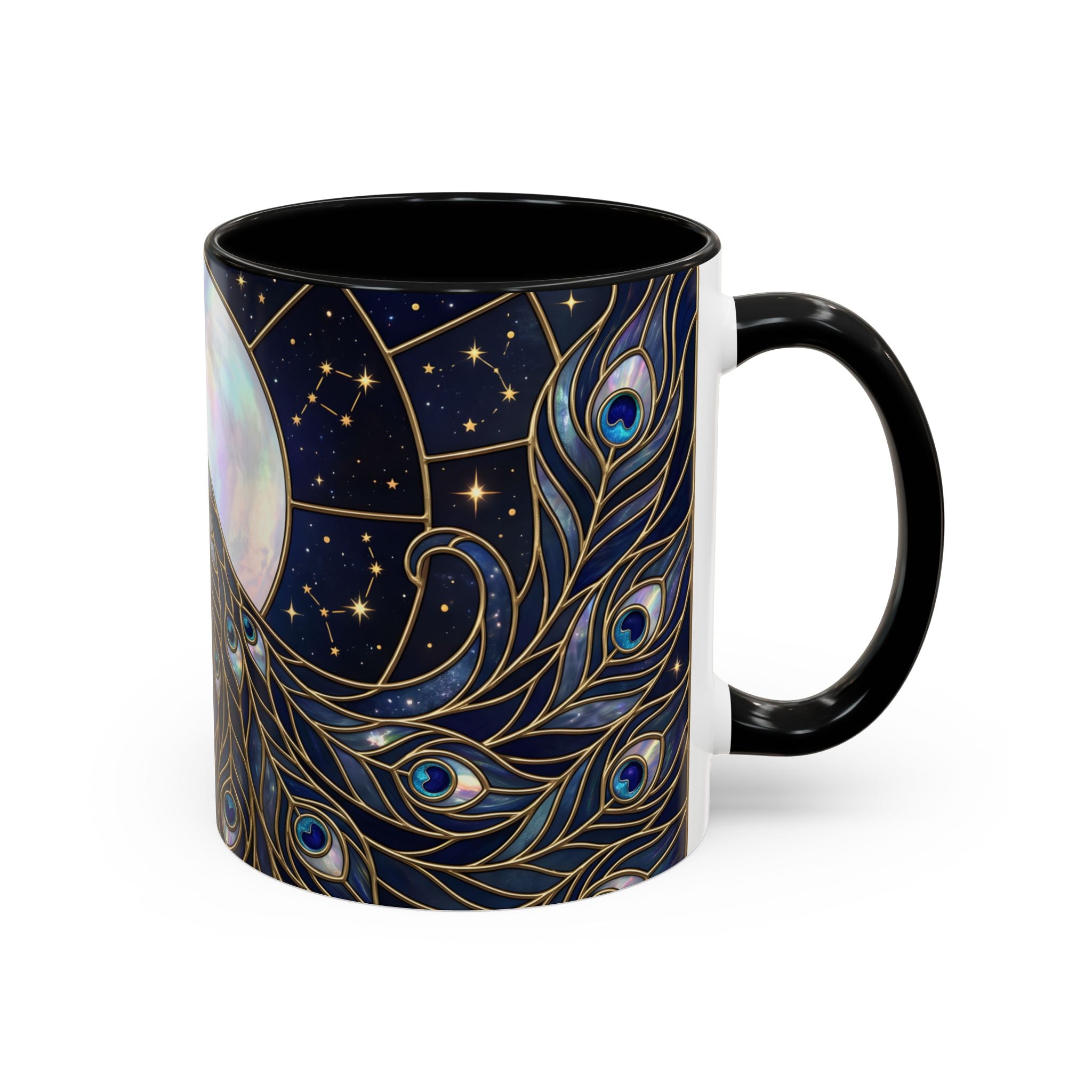 Moonlit Peacock Stained Glass Style Mug