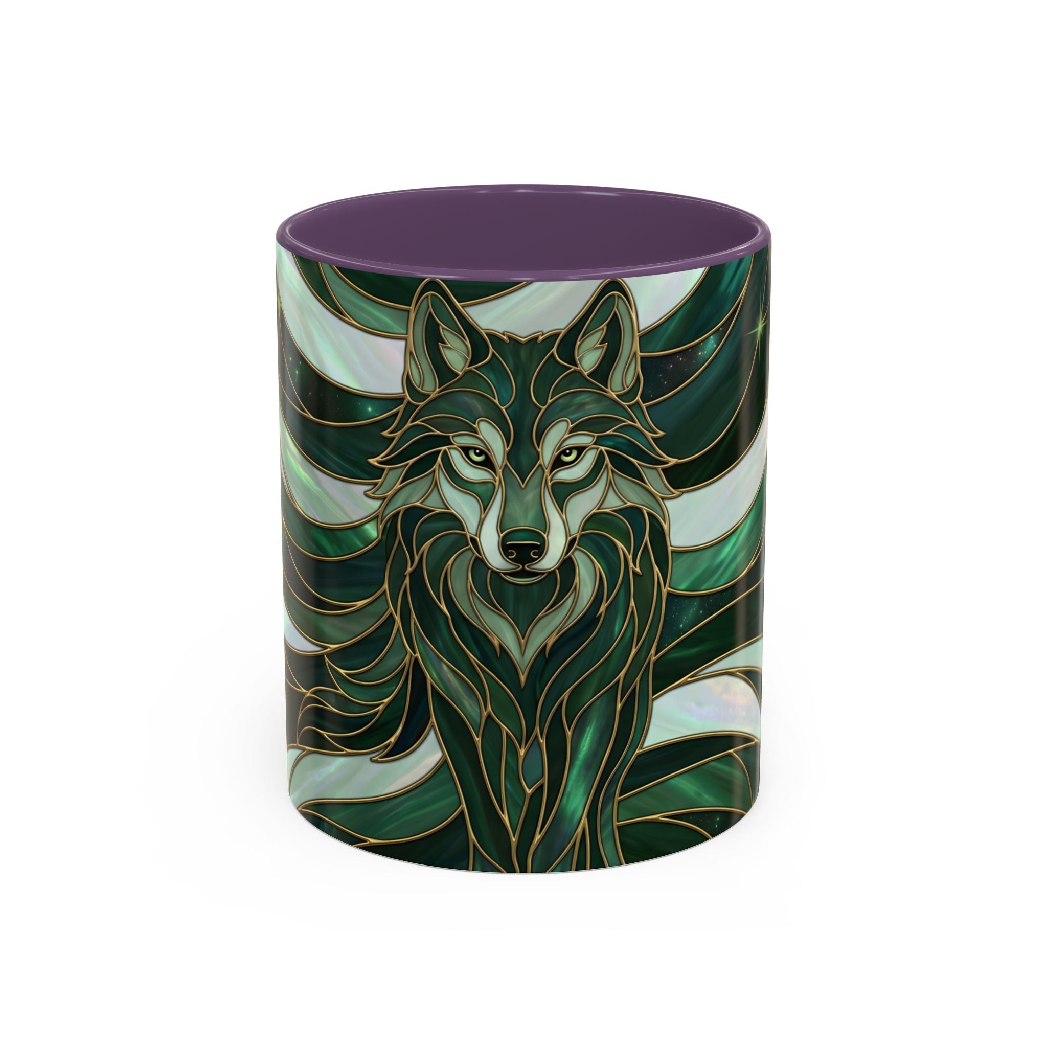 Jade Wolf Stained Glass Style Mug