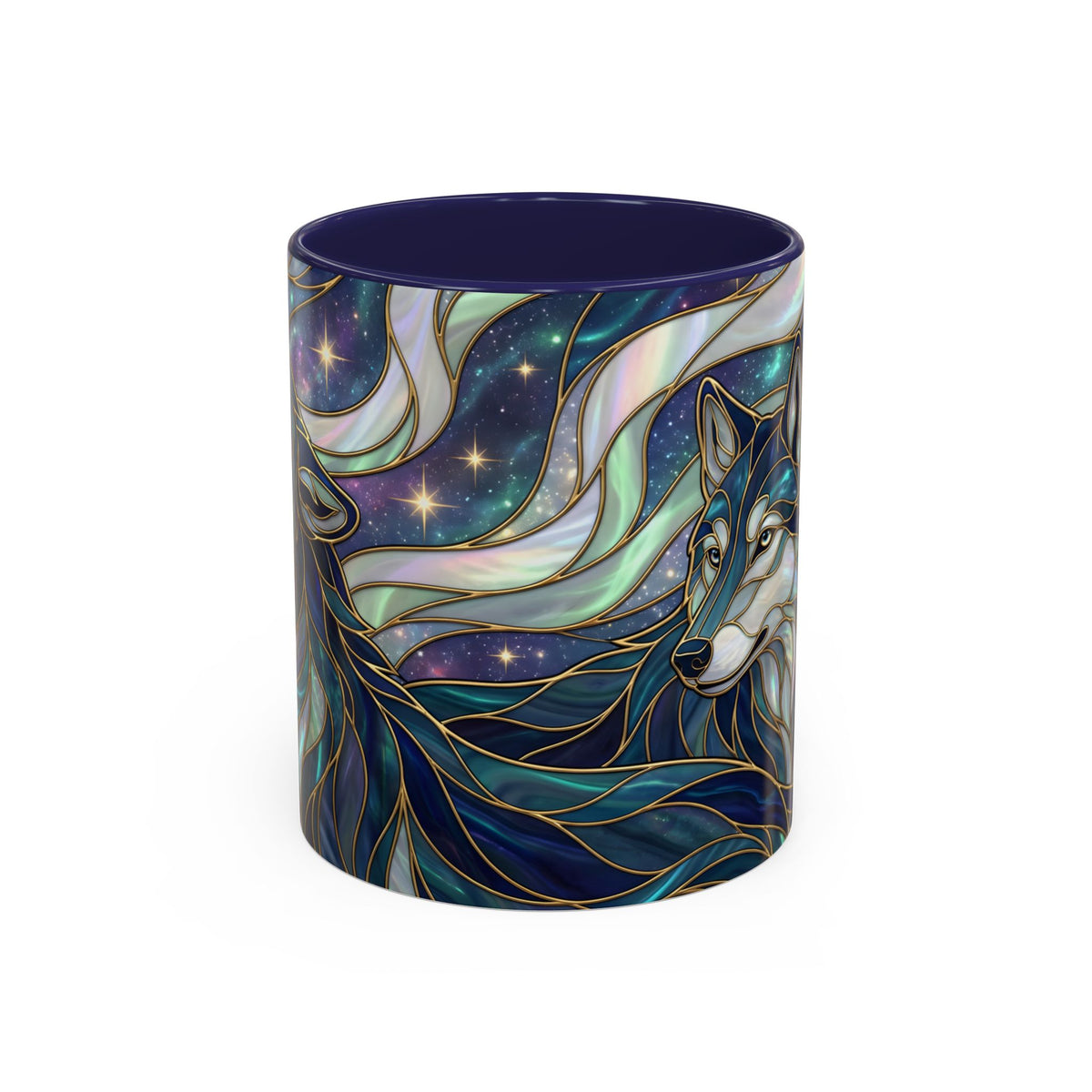 Starlight Wolf Stained Glass Style Mug