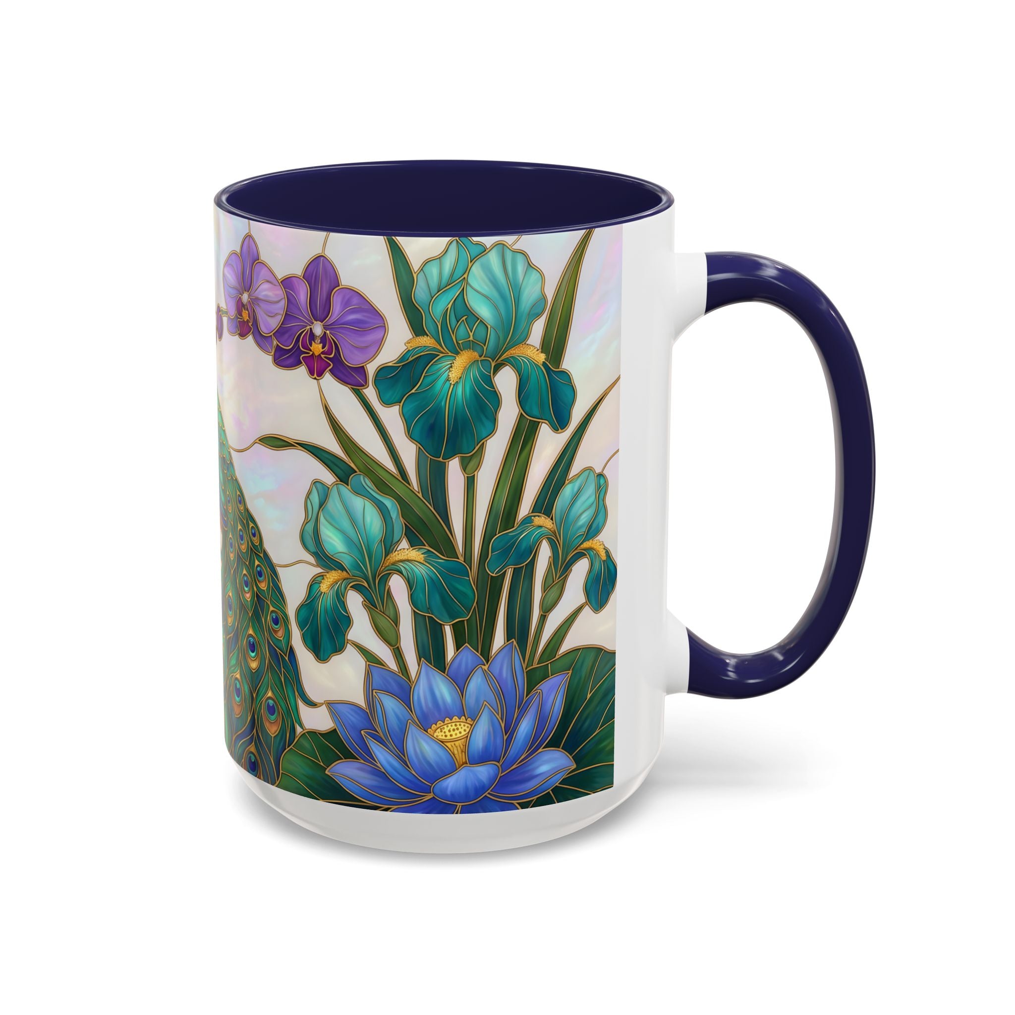 Blooming Peacock Stained Glass Style Mug