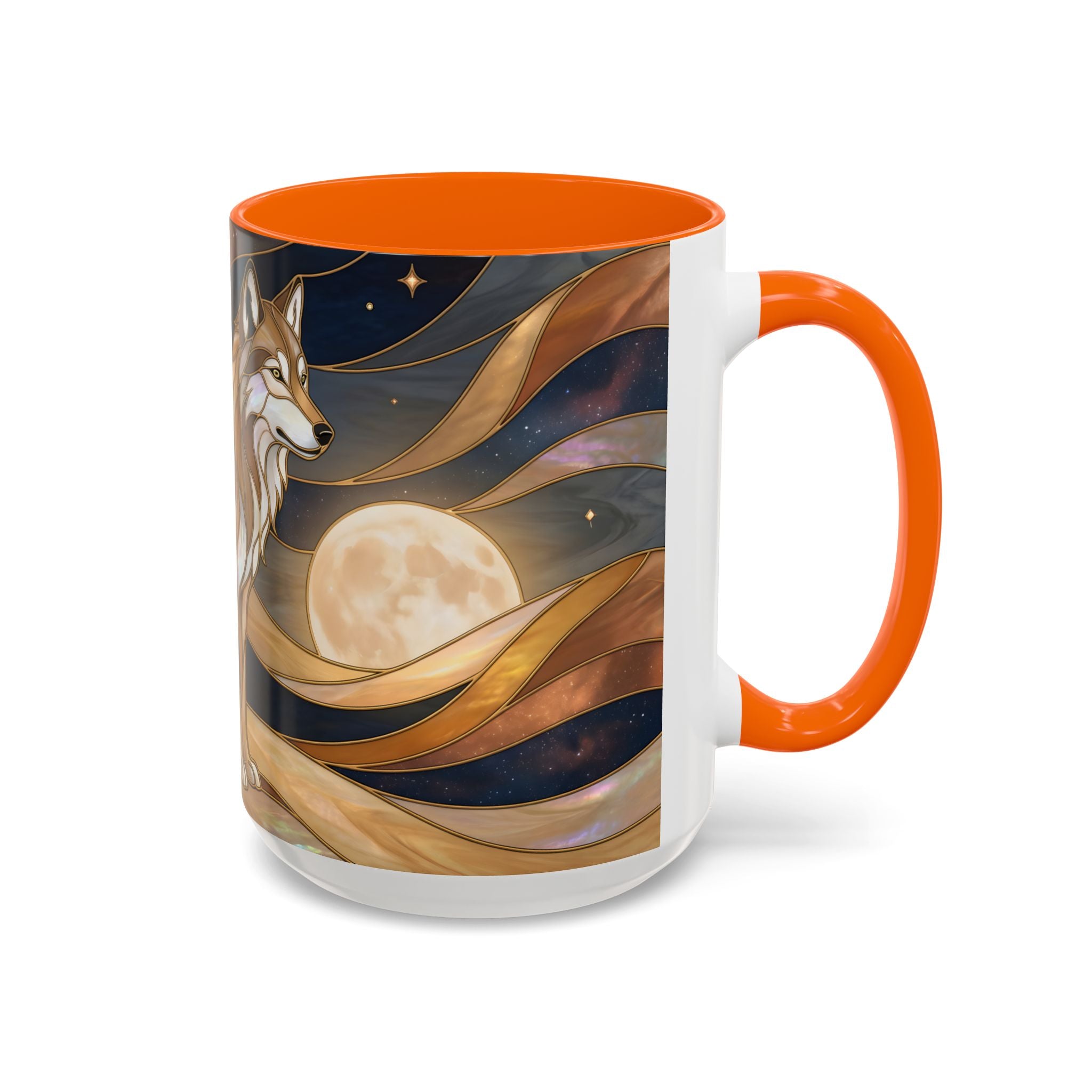 Nightscape Wolf Moon Stained Glass Style Mug