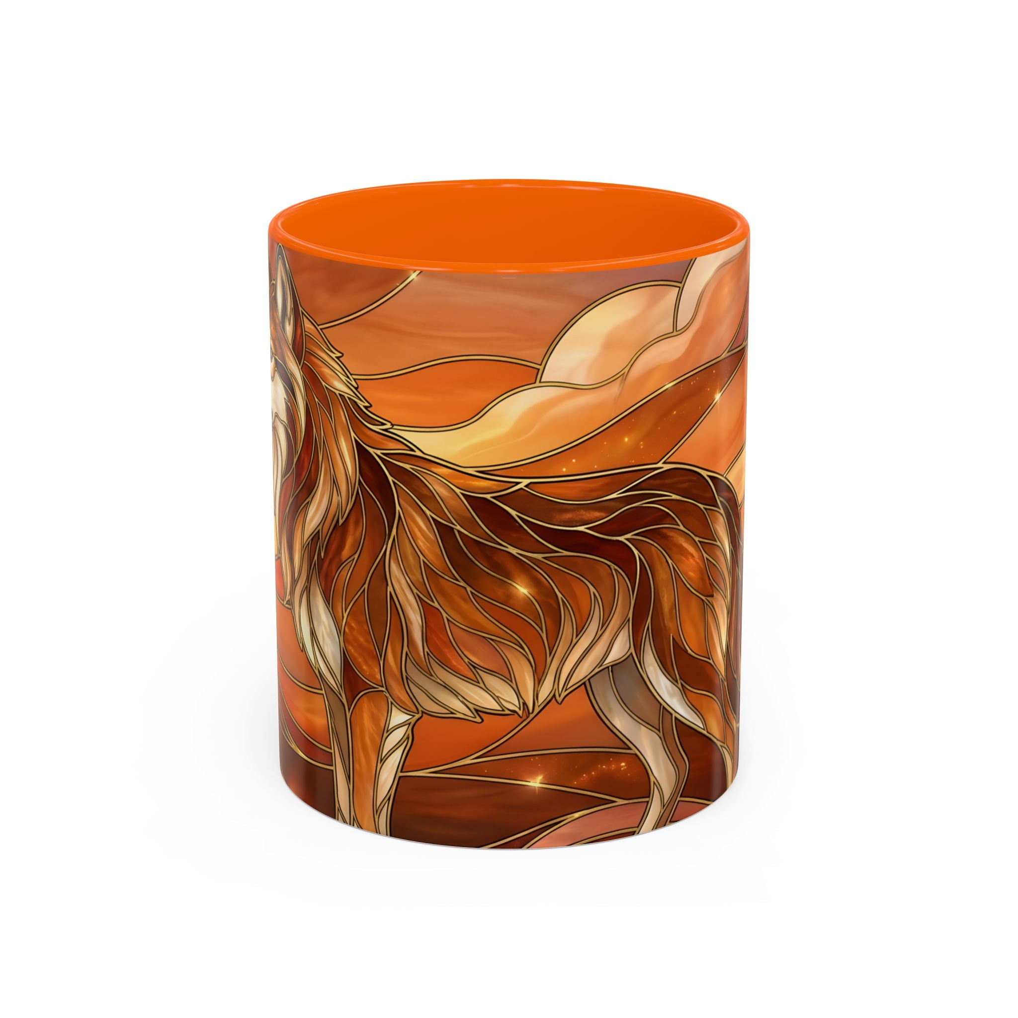 Amber Wolf Stained Glass Style Mug