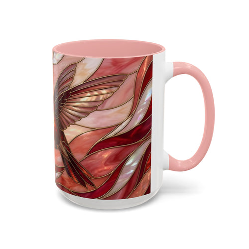 Scarlet Bloom Hummingbird Stained Glass Style Mug