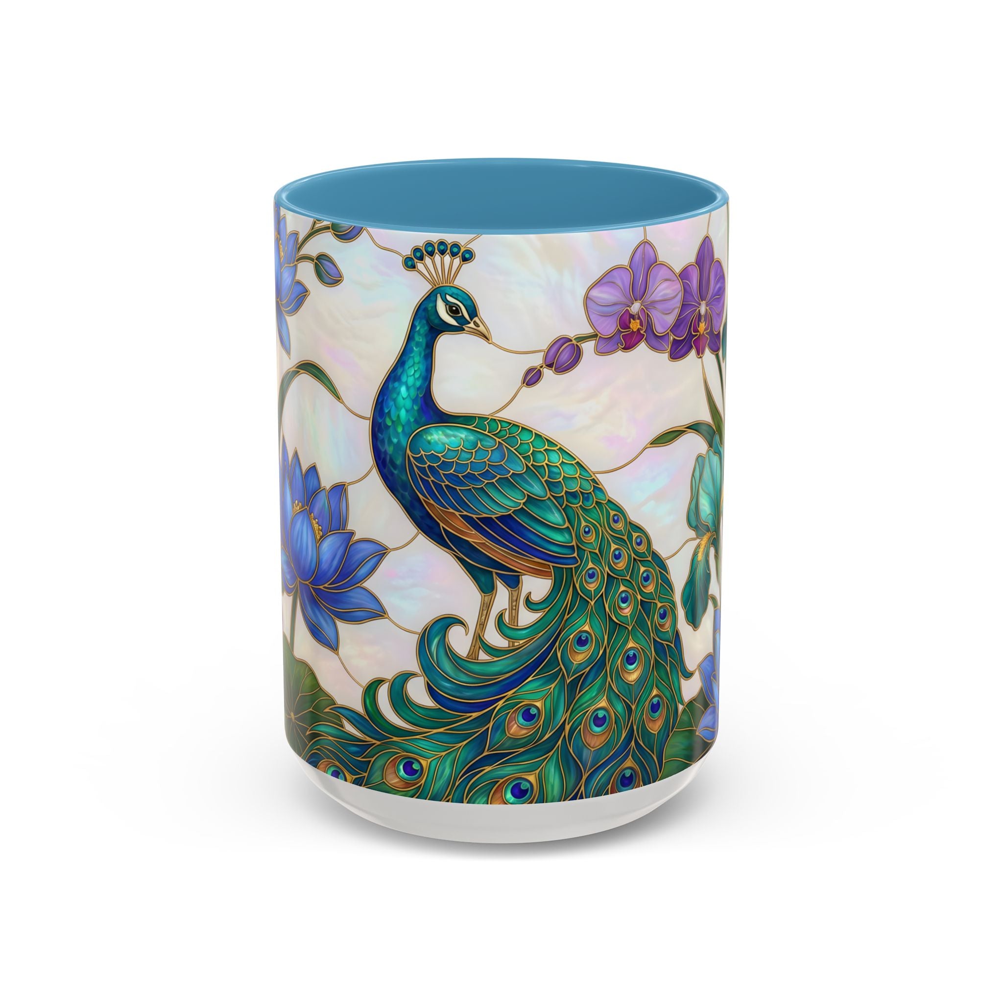 Blooming Peacock Stained Glass Style Mug