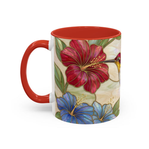 Garden Bloom Hummingbird Stained Glass Style Mug