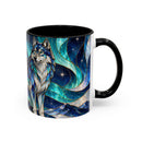 Northern Glow Wolf Stained Glass Style Mug