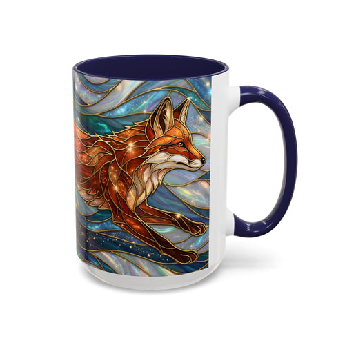 Celestial Running Fox Stained Glass Style Mug