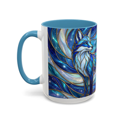 Blue Glow Fox Stained Glass Style Mug