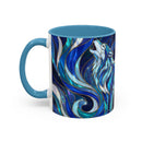 Cobalt Wolf Howl Stained Glass Style Mug