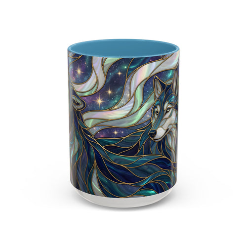 Starlight Wolf Stained Glass Style Mug