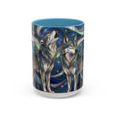 Twin Wolves Stained Glass Style Mug