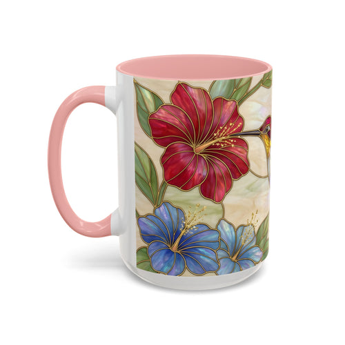 Garden Bloom Hummingbird Stained Glass Style Mug