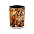 Amber Bulldog Stained Glass Style Mug