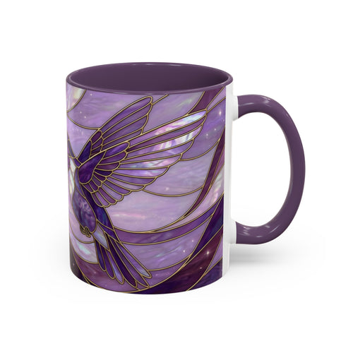 Purple Bloom Hummingbird Stained Glass Style Mug
