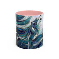 Celestial Blue Wolf Stained Glass Style Mug