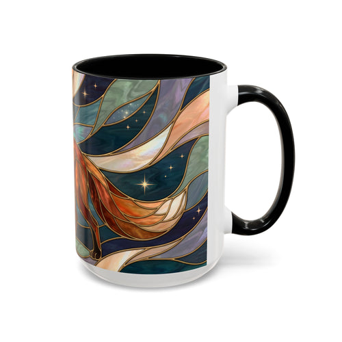 Teal Night Fox Stained Glass Style Mug