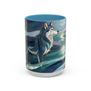 River Moon Wolf Stained Glass Style Mug
