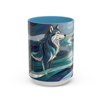 River Moon Wolf Stained Glass Style Mug