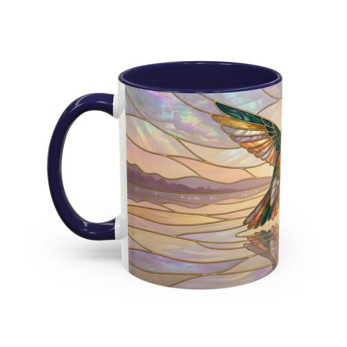 Serene Horizon Hummingbird Stained Glass Style Mug
