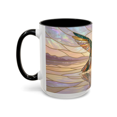 Serene Horizon Hummingbird Stained Glass Style Mug